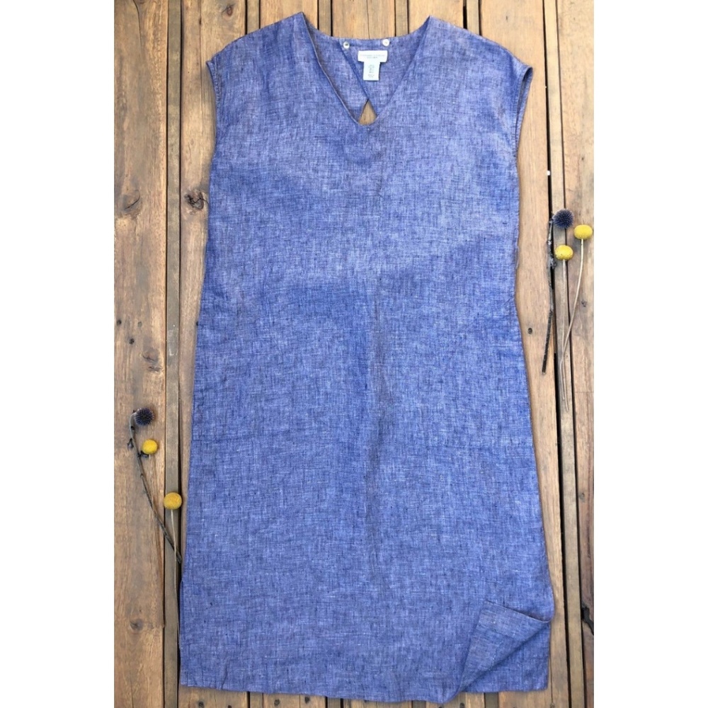 Adrienne Vittadini Linen Shift Dress in Blue